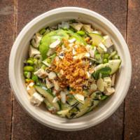 Veggie Bowl · Tofu, avocado, seaweed salad, choice of any veggies, choice of sauce, and choice of toppings