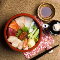 Chirashi Rice Bowl · Chef's selection of fish over rice.
