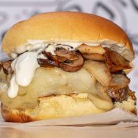 THE OLD FASHIONED · prime burger, crimini mushrooms, swiss, caramelized onion, horseradish sauce