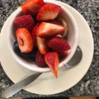 Fresh Cut Fruit · Fresh strawberries, blueberries, raspberries, blackberries,grapes, and banana