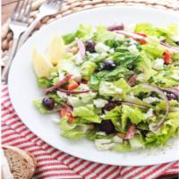 Greek Antipasto · Taramosalata, tzatziki, eggplant salad, skordalia, and garnish.