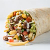 California Burrito · Choice of protein, crispy french fries, guacamole, lime, cheese and choice of salsa.
