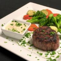 9 oz. Filet Mignon · Cooked to your liking and topped with Gorgonzola cream cheese sauce. Served with a side of g...
