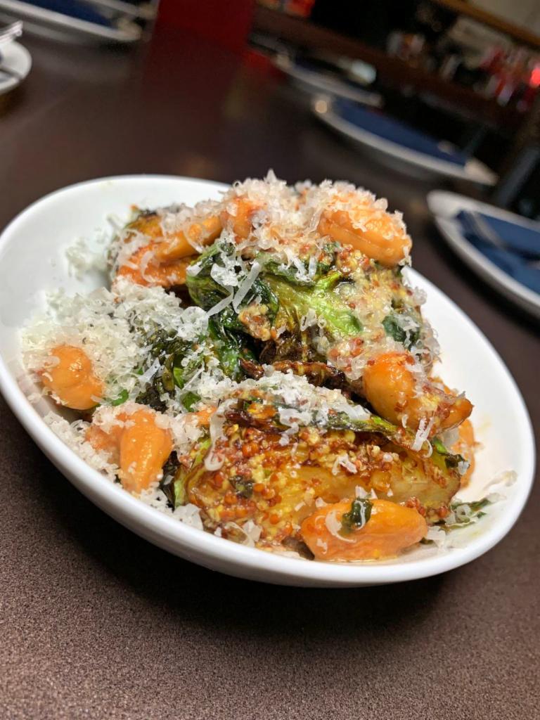 Brussel Sprouts ·  Fried Brussel Sprouts, Roasted Cashews, Whole Grain Mustard, Parmesan - GF, Veggie 
