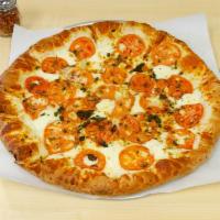 Margherita Pizza · Basil, garlic, tomato and oil.