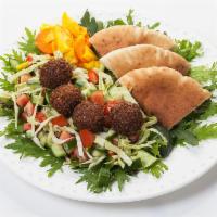 Falafel Salad · Organic garbanzos, onion, parsley, cilantro, spices, garlic. Vegan.