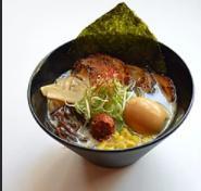 Hero's Spicy Tonkotsu Ramen · Regular noodles, pork chashu, green onion, kikurage, black mushroom, menma bamboo shoot, cor...