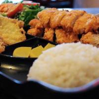 Chicken Katsu Dinner · Panko battered chicken breast. Served with a dipping sauce. Comes with rice.