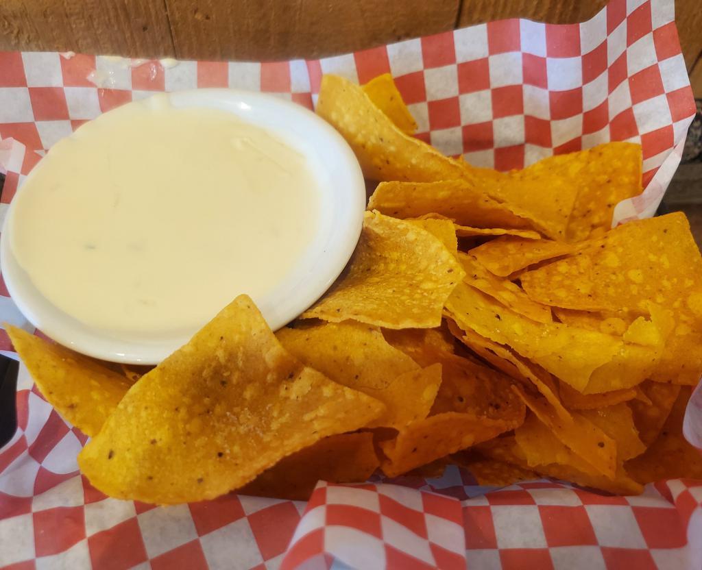 Chips and Queso · A basket of tortilla chips served with Pop’s cheese dip.