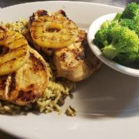 Hawaiian Grilled Chicken · Marinated in pineapple juice, soy sauce, sherry and spices topped with grilled pineapple. Se...