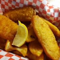 Fish & Chips · 3 fried Cod filets served with fries OR your choice of side, a sampling of our homemade cole...