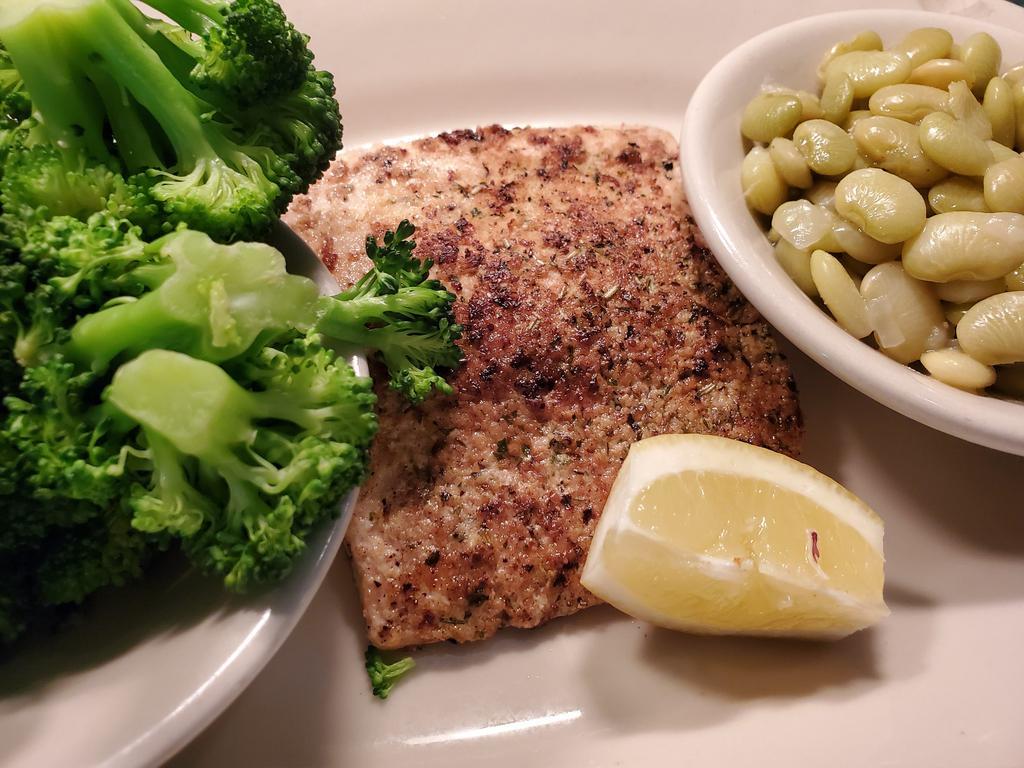 Grilled Salmon Filet · Lightly seasoned & grilled; served w/ 2 sides & your choice of dipping sauce