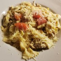 Pop's Pasta · BOWTIE pasta served with grilled chicken and tossed in our spicy cheese sauce; topped with P...