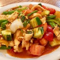 Sweet and Sour · Stir fried onions, pineapple, tomatoes, cucumbers and bell peppers in sweet and sour sauce. ...