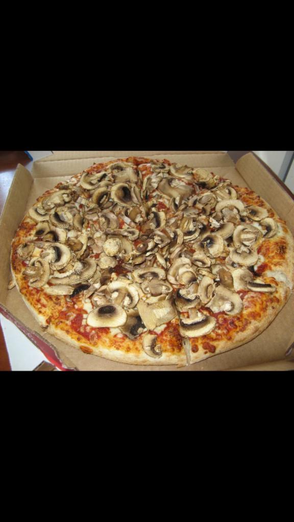 Mushroom Pizza · made of mozzarella cheese,mushrooms,marinara sauce.
