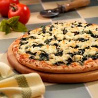 White Spinach Pizza · Made of Spinach,ricotta cheese,mozzarella cheese.