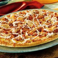 chicken bacon ranch pizza · chicken ,bacon,ranch ,mozzarella cheese