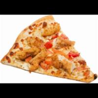 Chicken Tomato Pizza Slice · Made of chicken,fresh tomatoes,marinara sauce,mozzarella cheese,parsley.