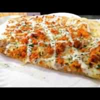 Buffalo Chicken Pizza Slice · Made of crispy fried chicken,ranch drizzled on top ,mozzarella cheese,hot sauce.