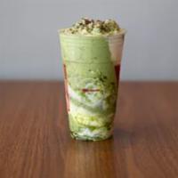 Camo Matcha · Blended matcha surrounded in our camo Brulee.
