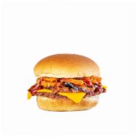 PLNT Mushroom Bacon Burger · Beyond Meat Patty, Caramelized Onion, NewFields Cheddar Cheese, Mushroom Bacon, PLNT BBQ Sau...