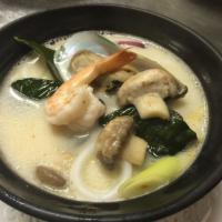 17. Tom-Ka-Talay  · A blend of Thai spices and coconut milk soup with a combination of seafood.