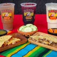 2 Mulitas Combo · 2 corn Tortillas with Cheese, Choose a protein, Rice and Beans, and one drink