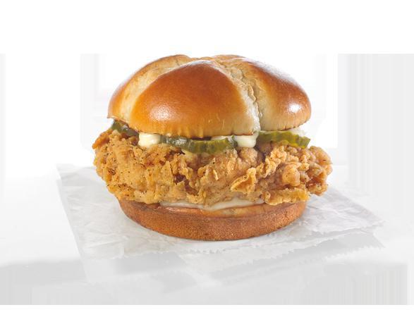 Chicken Sandwich · We placed over 65 years of delicious into this sandwich. Taste our legendary hand-battered chicken, topped with a signature honey-butter brushed brioche bun with mayo and pickles.