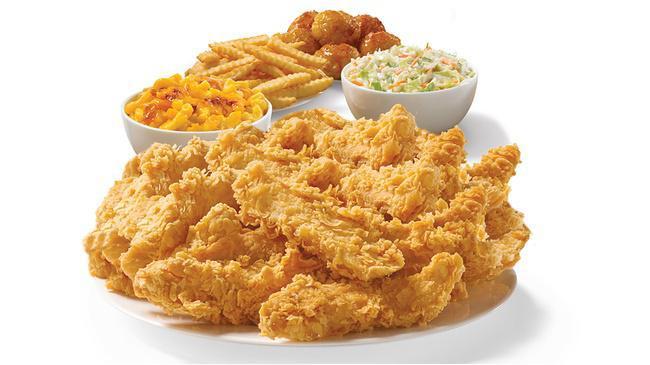 24 Piece Texas Tenders™ Meal · 24 Texas Tenders™, our new recipe of our handcrafted classic marinated in buttermilk, perfectly seasoned, served with your choice of any 3 large sides and 6 scratch made Honey-Butter Biscuits™. 