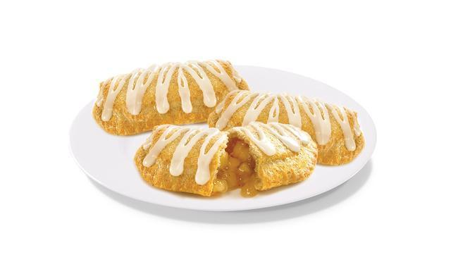 Apple Pies (4) · Satisfy your sweet tooth with our apple pie. Juicy apple slices sprinkled with cinnamon and wrapped in a flaky crust. Can’t ask for more than that. Except for another pie.