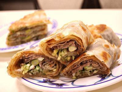 Scallion Pancake with Sliced Beef（牛肉夹饼） · 