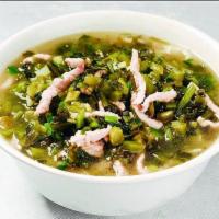 Snow Cabbage & Pork Noodle Soup（雪菜肉丝面） · Savory light broth with noodles.