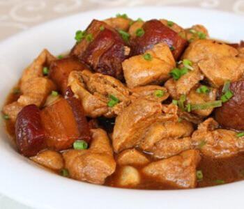 Pork with Fried Bean Curd in Brown Sauce（油豆腐红烧肉） · Tofu.
