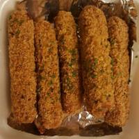 Mozzarella Stick · A 6 count of mozzarella cheese sticks breaded and fried. Garnished with Italian herbs and se...