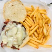 Bacon Cheeseburger · 1/2 lb. burger, grilled on charbroiler. Served with a side of fries.