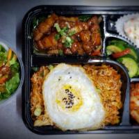 Samgyup Sal Kimchi Bokkeum Pork Belly Kimchi Fried Rice Bento Rice · Pork Belly and Kimchi Fried Rice Bento Box
