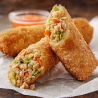 2 Pieces Pork Egg Rolls · Savory filling wrapped in a paper thin wrapper and deep-fried.