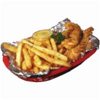 Chicken Tender Platter · 4 piece hand battered deep fried chicken tenders served with honey mustard and a side of gol...