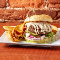 O.L.A.R. Smash Burger · 2 1/4lb Black Angus patties, lettuce, white cheddar,  red onions, pickles,  O.L.A.R.'s speci...