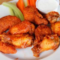 Wings O' Fire · Served with celery, carrots and ranch dressing.