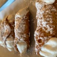 5 mini Sicilian Cannoli · Imported shells from Sicily , stuffed with house made ricotta ( not gf)