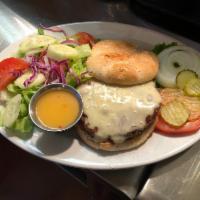 Angus Beef Burger Favorite · Grilled Angus beef 1/3 lb. with veggie garnish and choice of 1 side: Salad or steak fries. A...