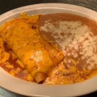 Kid's Enchilada · Red sauce and choice of cheese, chicken, or ground beef. Choose 1 side: Rice, beans, or fren...