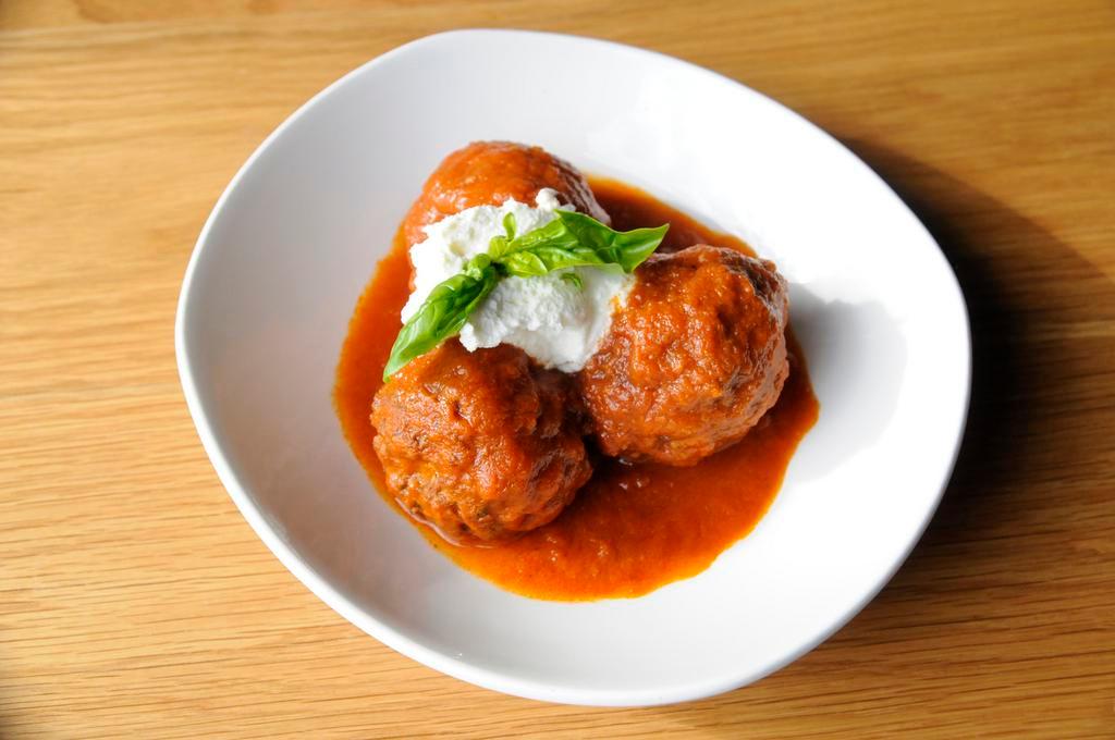 Meatballs and Ricotta · House made, veal and beef, and classic tomato sauce.