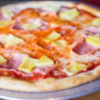 The Hawaiian Pizza · Fresh pineapple, cooked ham, and mozzarella.