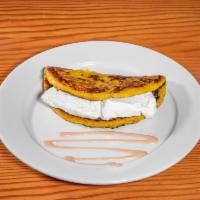 Cachapa · A delightful pancake made with sweet tender corn with Guayanes cheese (add $3.50 for beef of...