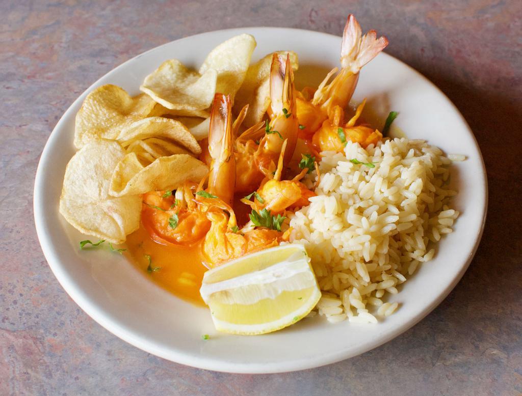 Camarao Grelhado · Grilled shrimp.