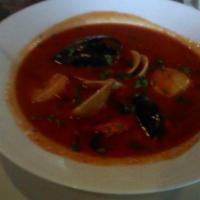 Sopa de Marisco · Seafood soup.