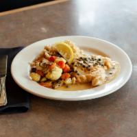 Chicken Picatta · Chicken Breast sautéed with Capers, Shallots, Lemon, Sherry, & Butter. Served over Fresh Lin...