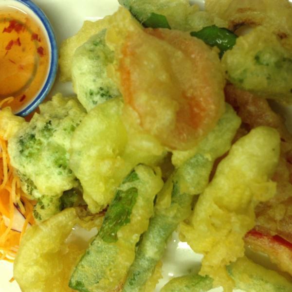 A11. Vegetable Tempura · Light battered and deep fried assorted vegetables. Served with sweet and sour sauce. Vegetarian.